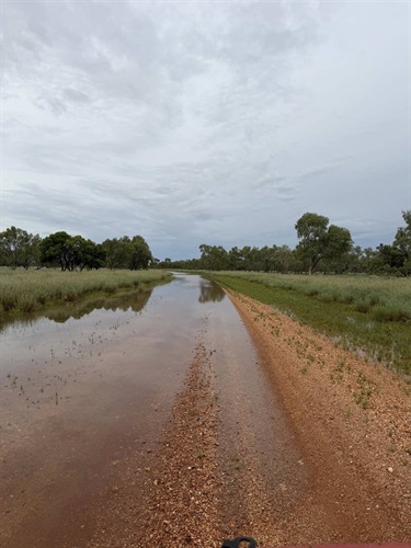 Photo in Boulia Shire of flooded dirt road