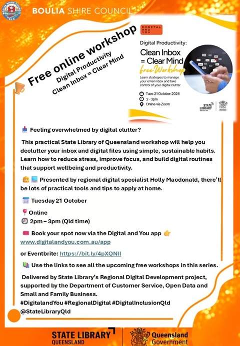 Image of flyer for Online Workshop Digital Productivity